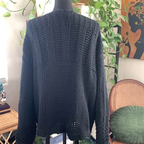 Naked Cashmere Mila Black Chunky Knit Open Front Cardigan Sweater - Picture 3 of 6